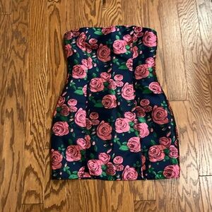 Lulu navy blue mini dress with rose pattern